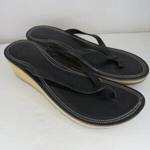 Nike Black Leather Wedge Flip Flop Sandal Women's 11